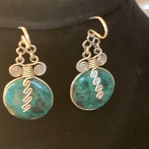 Silver plate and stone earrings